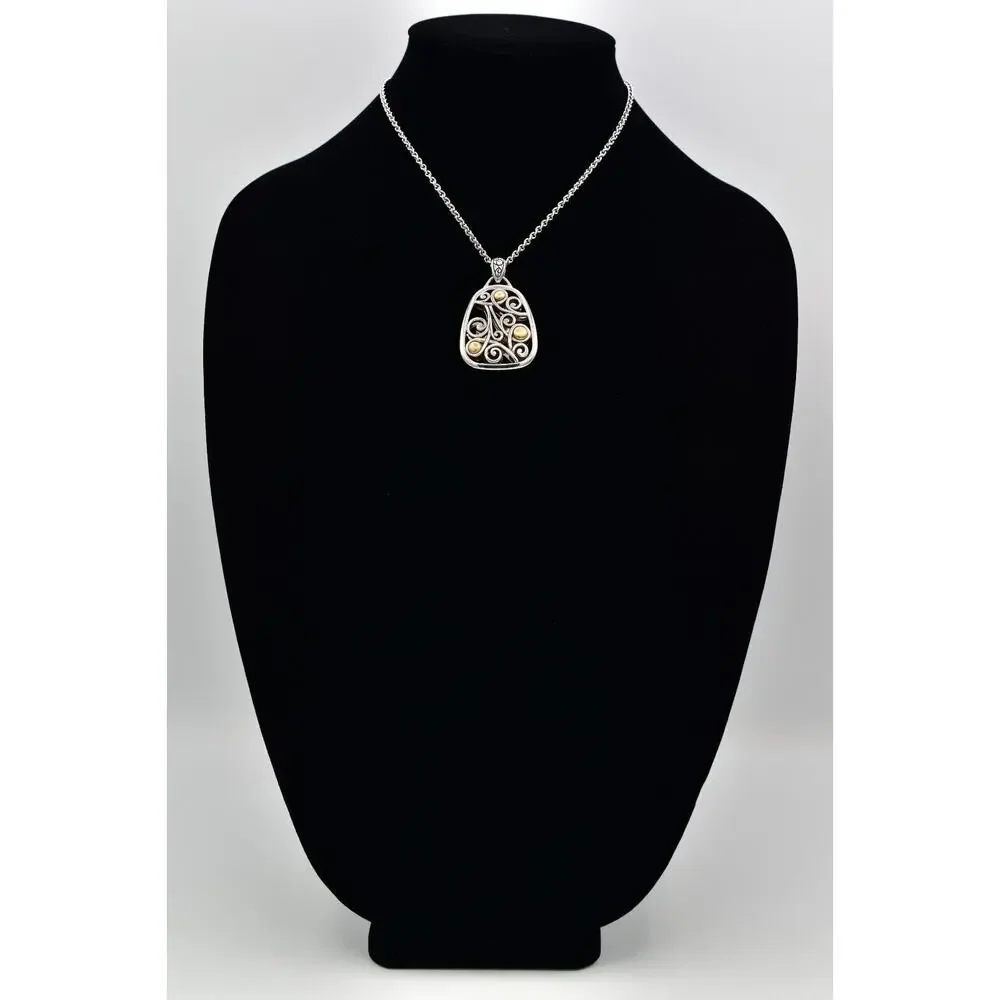Brighton Adara Reversible Pendant Necklace Gold Silver Plated Chain Signed BinBJ